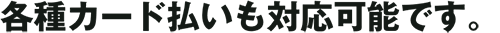 各種カード払いも対応可能です。
